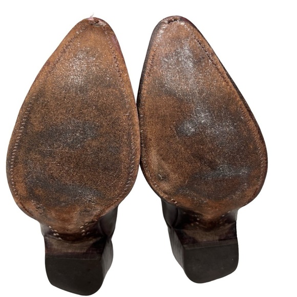 Nocona Leather Western Boots Brown Size 9D Med Pointed Toe Hand Stitched USA - Picture 8 of 16